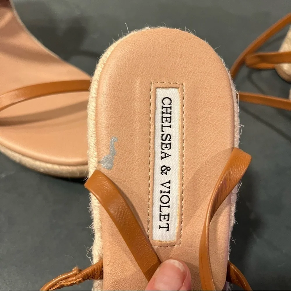 NWT Chelsea & Violet sz 8 Mriah brown leather strappy espadrille sandals